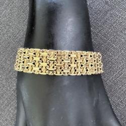 Lourd bracelet ruban or 18 carats - cocktail - 18,5 cm