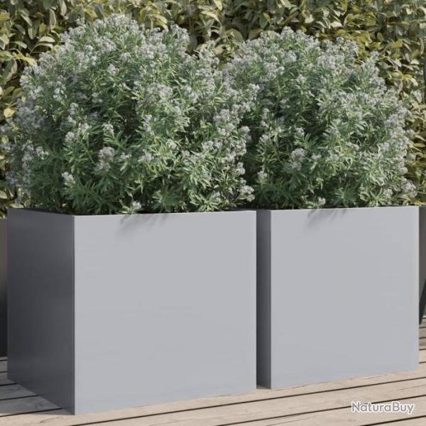 Jardinires 2 pcs argent 42x40x39 cm acier galvanis