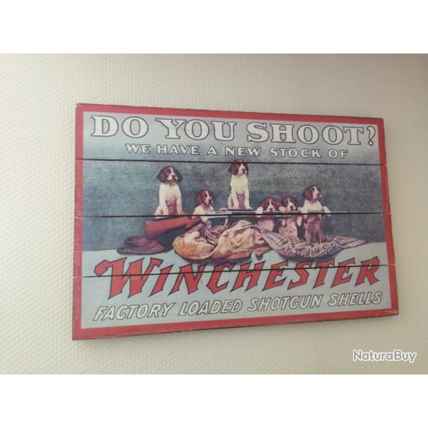 Panneau publicitaire Winchester Shotshell en bois