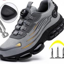 Chaussures Sécurité Bouton Rotatif pour Hommes Bottes de Protection anti écrasement Sport Travail