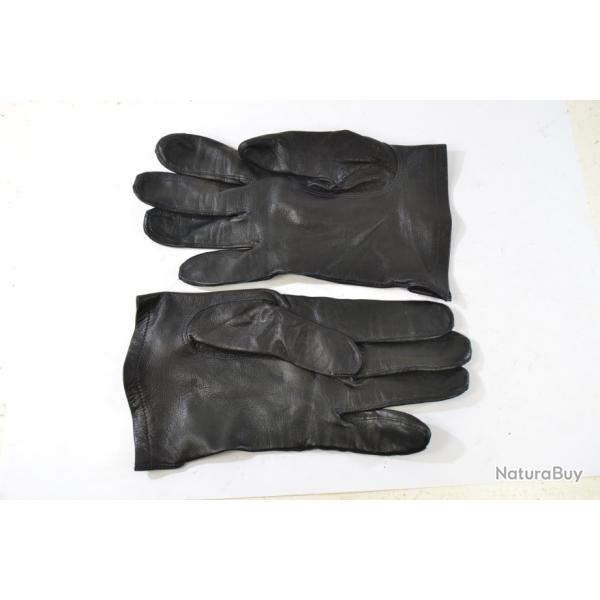 Gants de cuir noir Arme Franaise, style Allemand WW2. Reconstitution. Taille 8