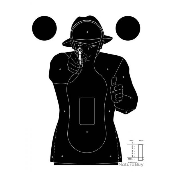 100 cibles cartons silhouette Police 51 x 71 cm Noire sur fond blanc