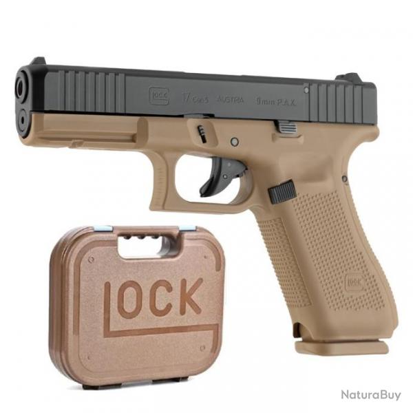 PISTOLET GLOCK 17 GEN5 CAL 9 MM PAK Coyote + Mallette Stock C