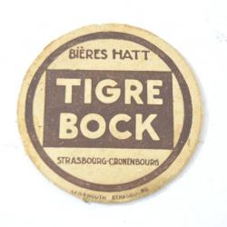 Sous-bock Bières Hatt TIGRE BOCK - Strasbourg - Cronenbourg. 1930, avant guerre. Brasserie pub