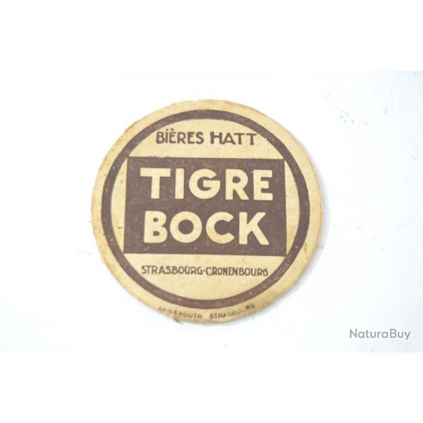 Sous-bock Bires Hatt TIGRE BOCK - Strasbourg - Cronenbourg. 1930, avant guerre. Brasserie pub