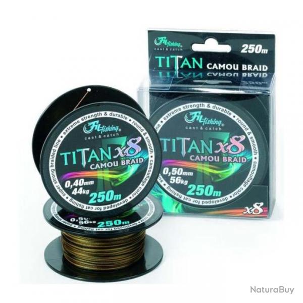 ++++Tresse Fil Fishing Titan Braid - 250M - 0.60 mm/ 65 kg  blister de 1