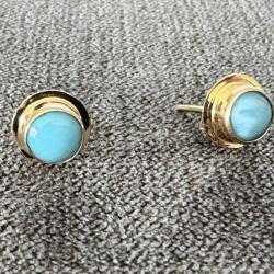 Boucles d'oreilles or massif 14 carats - Clip - très jolies pierres bleues