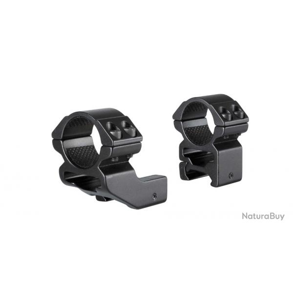 lot de 2 anneaux haut pour rail weaver en 21mm, avec de port de 2,5cm , diametre 25,4mm, hawke, noir