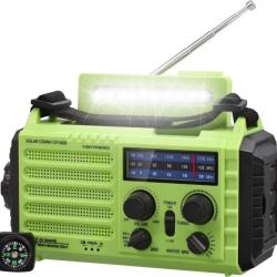 Radio d'Urgence Solaire Portable à Manivelle AM/FM/SW Batterie 4000mAh Boussole Météo SOS Charge USB