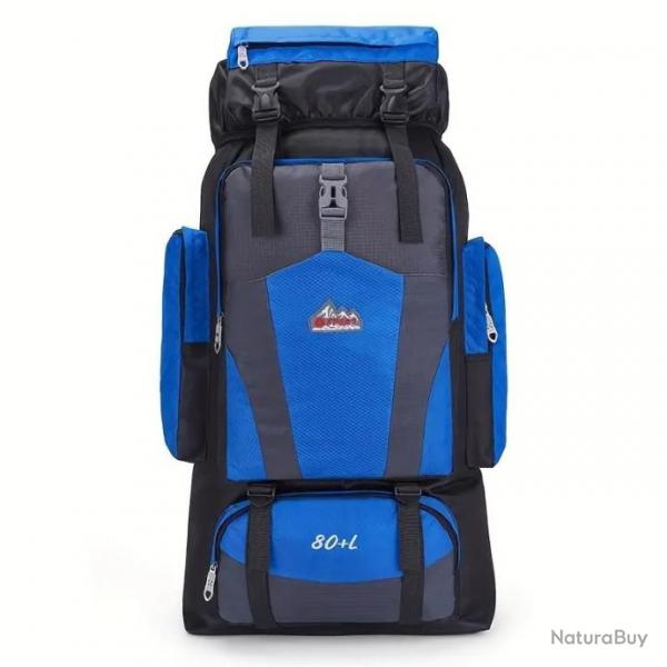 Sac  Dos Randonne Etanche 80L pour Camping l'Escalade les Aventures Plein Air Bleu