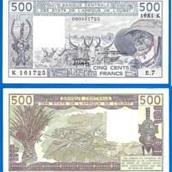 Banque Centrale des Etats de l Afrique de l Ouest 500 Francs 1981 K pour Senegal Billet Franc Animal
