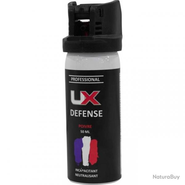 Bombe de dfense Ux capot clapet - 50 ml Gaz cs - Gel poivre