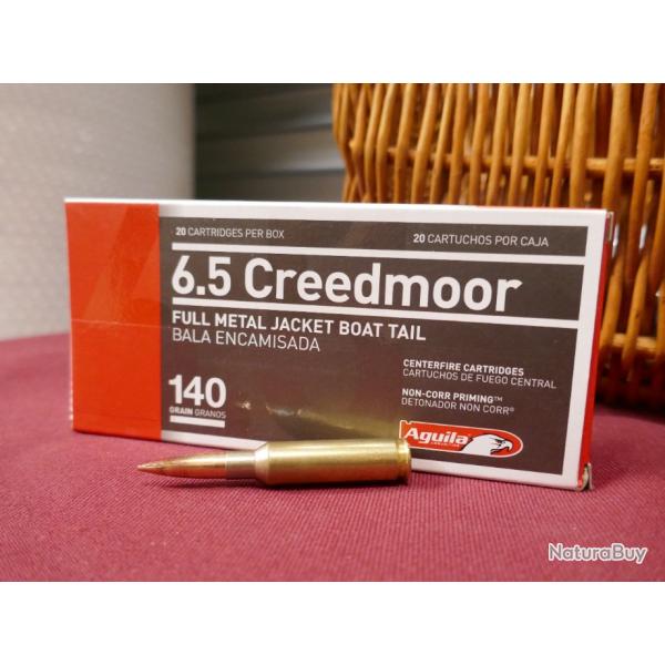 20 Cartouches 6.5 Creedmoor FMJ Boat Tail 140 Grs AGUILA