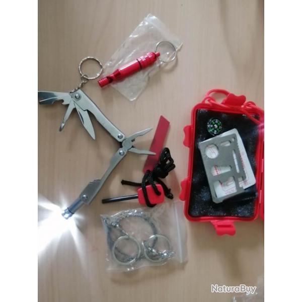 Kit de survie EDC camping bushcraft boussole fire steel