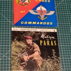 CHOCS ET COMMANDOS ET MUSIQUE DES PARAS, 2 DISQUES 45 TOURS