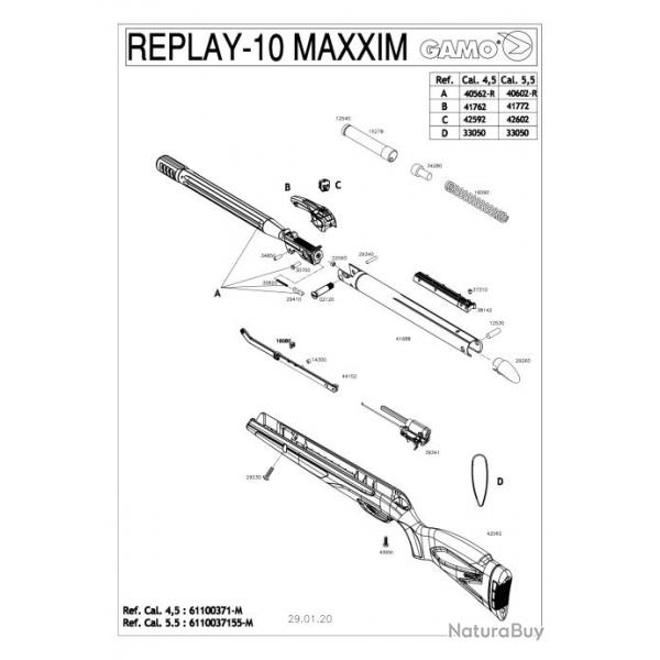 ( Pices dtaches GAMO Replay 10 Maxxim 19.9J 4.5 mm)Pices dtaches GAMO Replay 10 Maxxim 19.9J 4