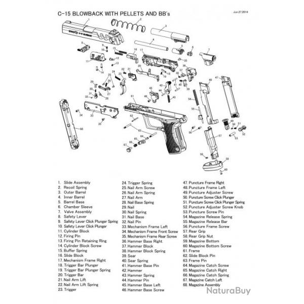 ( 11 - Canon C15)Pices dtaches Pistolet Gamo C15 Blowback