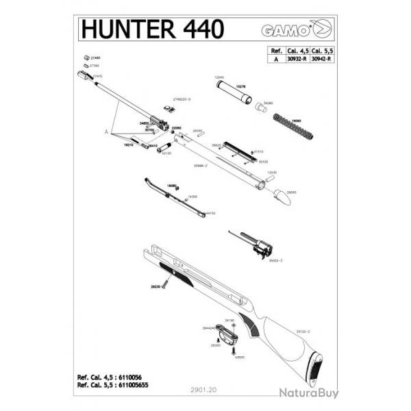 ( Pices dtaches GAMO Hunter 440 AS 19.9J 4.5 mm)Pices dtaches GAMO Hunter 440 AS 19.9J 4.5 mm