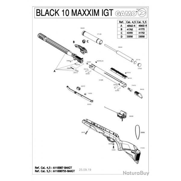 ( 32030 - Insert Crosse Black fusion Mach 1)Pices dtaches GAMO Black 10x Maxxim IGT 29J 4.5 mm