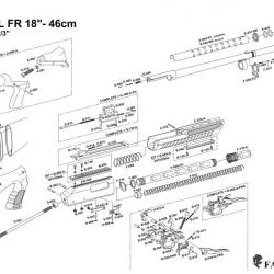 ( Vis de fix. rail pour  rail b-050)Pièces détachées pour fusil à pompe Fabarm Martial FR 18'' (46cm
