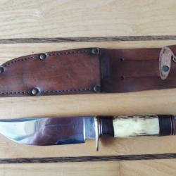 COUTEAU COX, SHEFFIELD, SKINNER, AVEC SON ETUI CUIR. ETAT PRESQUE NEUF.