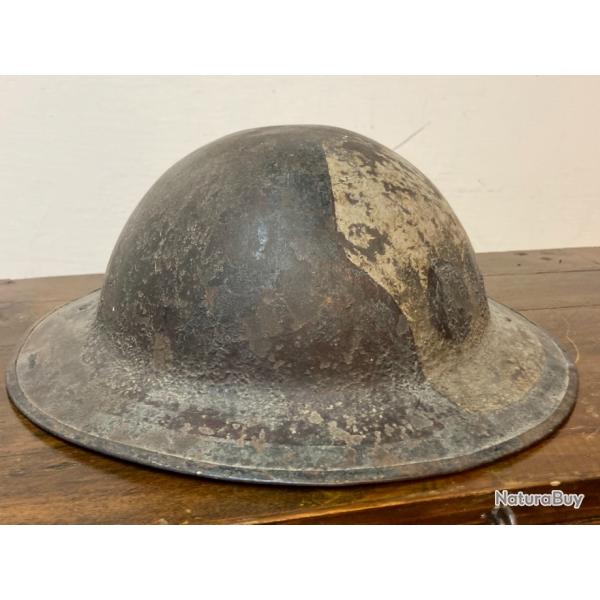 Casque britannique WW1 Mark I (Brodie Helmet) mimicry camoufl (probable unit de mitrailleuse)