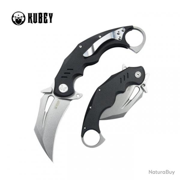 Couteau Kubey Wrath Karambit Black Manche G10 Lame Acier 14C28N Blade IKBS Linerlock Clip KUB261A