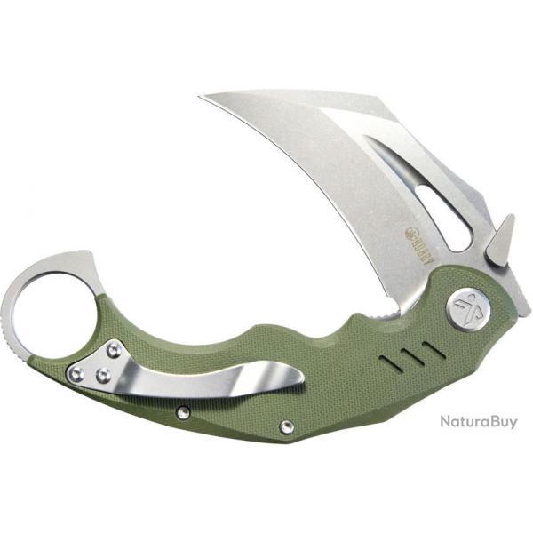 Couteau Kubey Wrath Karambit Green Manche G10 Lame Acier 14C28N Blade IKBS Linerlock Clip KUB261B