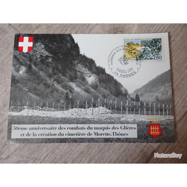 Carte postale 50me anniversaire du Maquis des Glires (1/4 - Voir timbres)