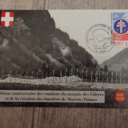 Carte postale 50ème anniversaire du Maquis des Glières (3/4 - Voir timbres)