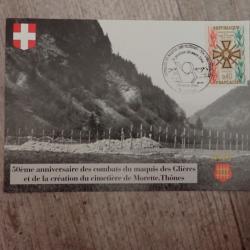 Carte postale 50ème anniversaire du Maquis des Glières (4/4 - Voir timbres)