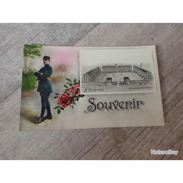 Carte postale Souvenir de conscription. Soldat franais caserne Rullire Saint-Etienne