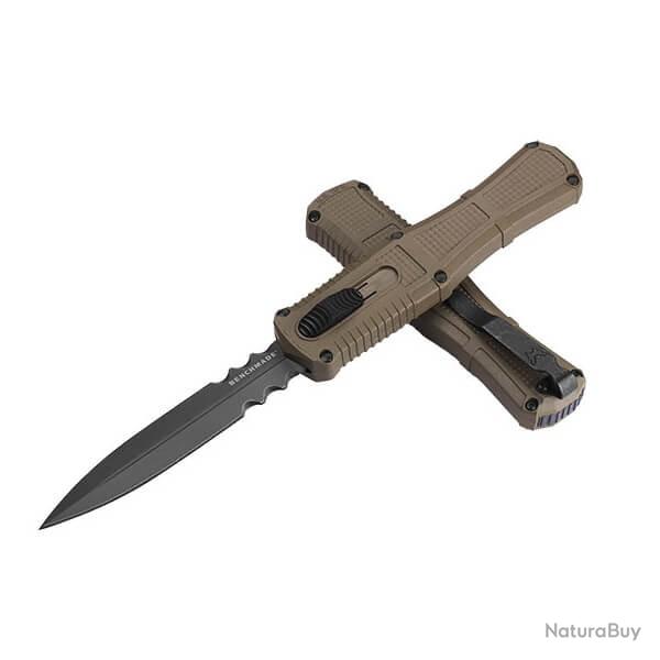 BEN3370SGY-1 Couteau Automatique mixte Benchmade Claymore Marron ouverture OTF