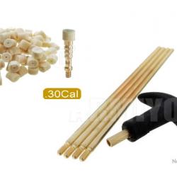 Kit complet de nettoyage: baguette, embout et tampon pour calibre ..30/7.62/ 30-30/30-06/.308