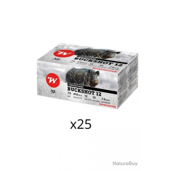 Lot de 25 botes de 10 Cartouches buckshot 12-70 - 31g