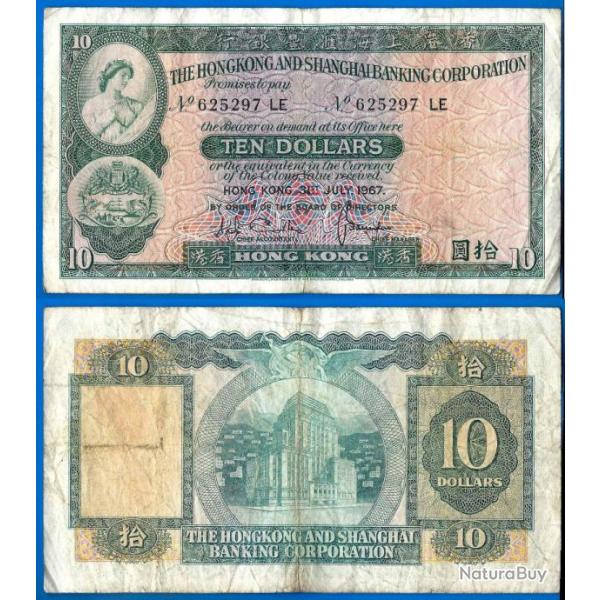 Hong Kong 10 Dollars 1967 Serie LE par HSBC Billet