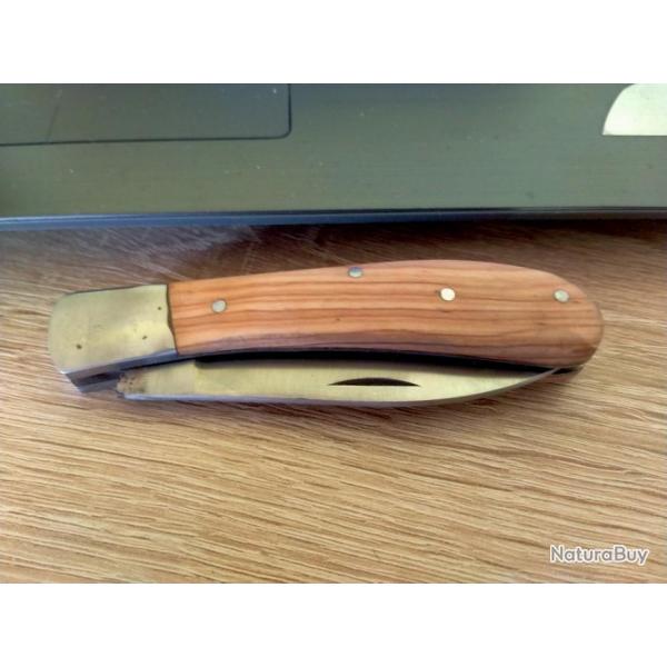 couteau de poche manche bois olivier total 17cm