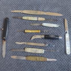 Lot de couteaux ancien couteau de poche canif argent nacre publicitaire