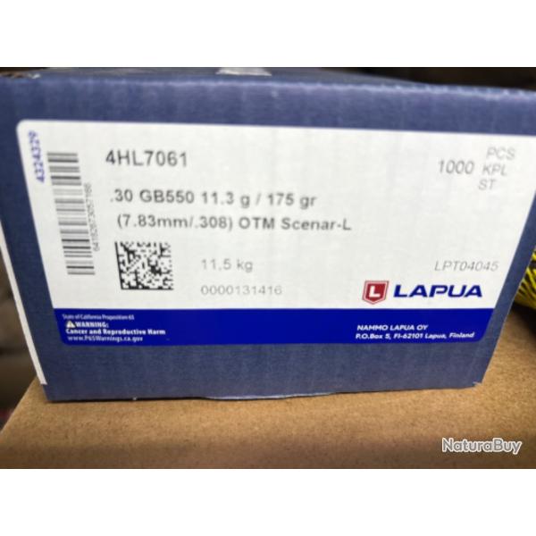 Lapua Scenar L 175 gr calibre 7,62 mm