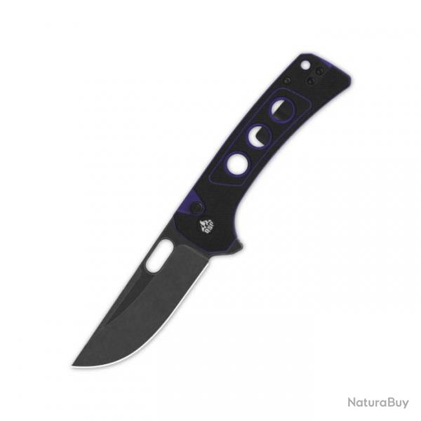 Couteau QSP Unicorn Black Purple Manche G10 Lame Acier 14C28N BLK IKBS Button Lock Clip QS156B2