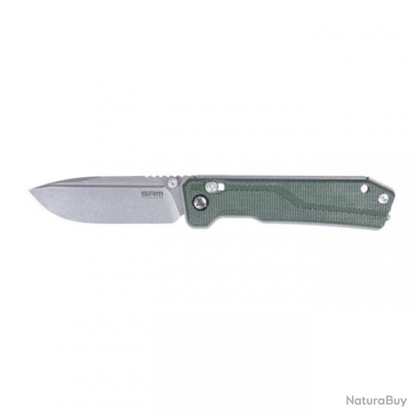 Couteau SRM Rubik Green Manche Micarta Lame Acier 14C28N Ambi Lock Clip SRM7228BMG