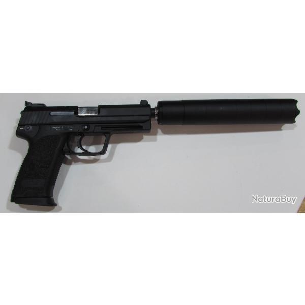 PISTOLET SEMI AUTOMATIQUE HK USP Tactical filete, cal 45 arme de demonstration  silencieux a-tec