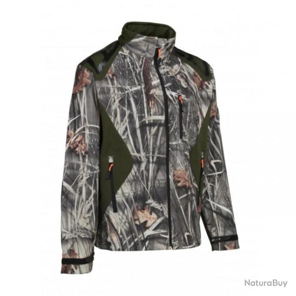 Veste de chasse Softshell Percussion - Camo Roseaux / 2XL