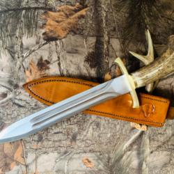 dague de chasse artisanale / bois de cerf 3