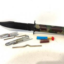 Ancien Couteau de Scout de survie Tactique de Combat CJH Rostfrei NR 723
