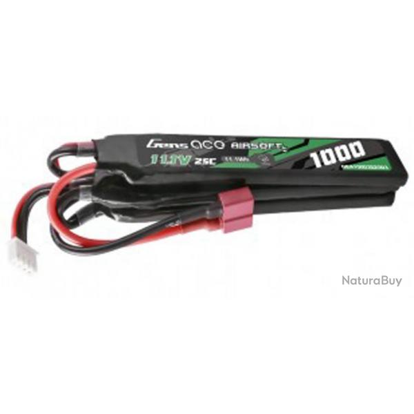 Airsoft - Batterie 3 sticks Li-Po 11.1V 1000 mAh 25C dean | Gens ace (0000 0821)