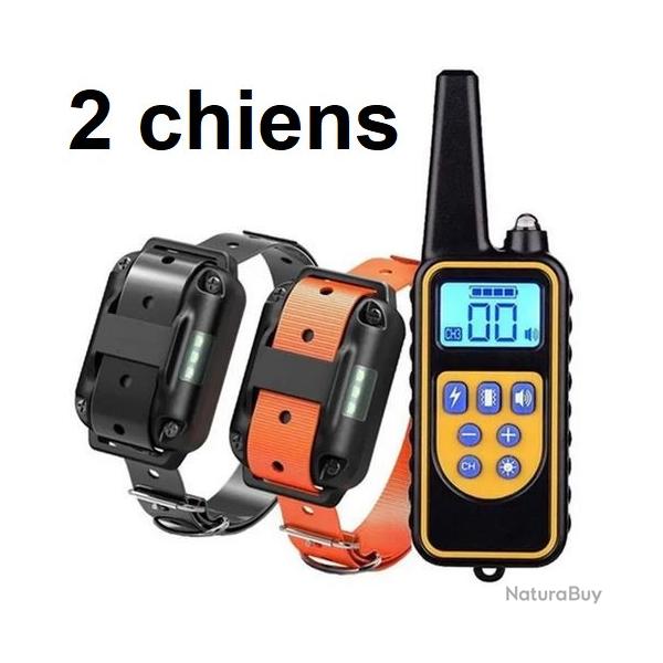 Collier de dressage 800m tanches et rechargeables 2 chiens