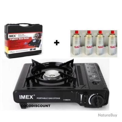 R CHAUD PORTABLE CAMPING CUISINI RE GAZ FEUX 4 Cartouches Gaz 