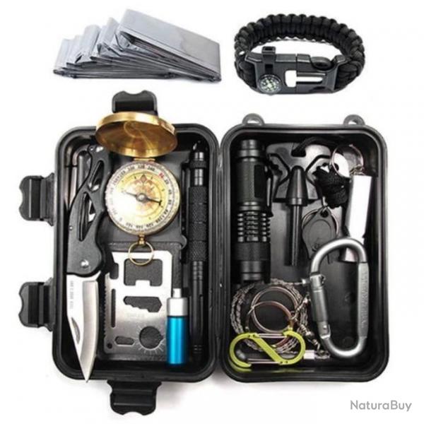 Kit de Survie Multifonctionnel Trousse d'Urgence pour extrieur avec 15 outils