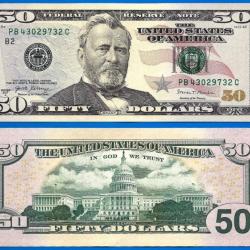Usa 50 Dollars 2017 A Mint New York B2 NEUF Grant Billet Dollar Etats Unis